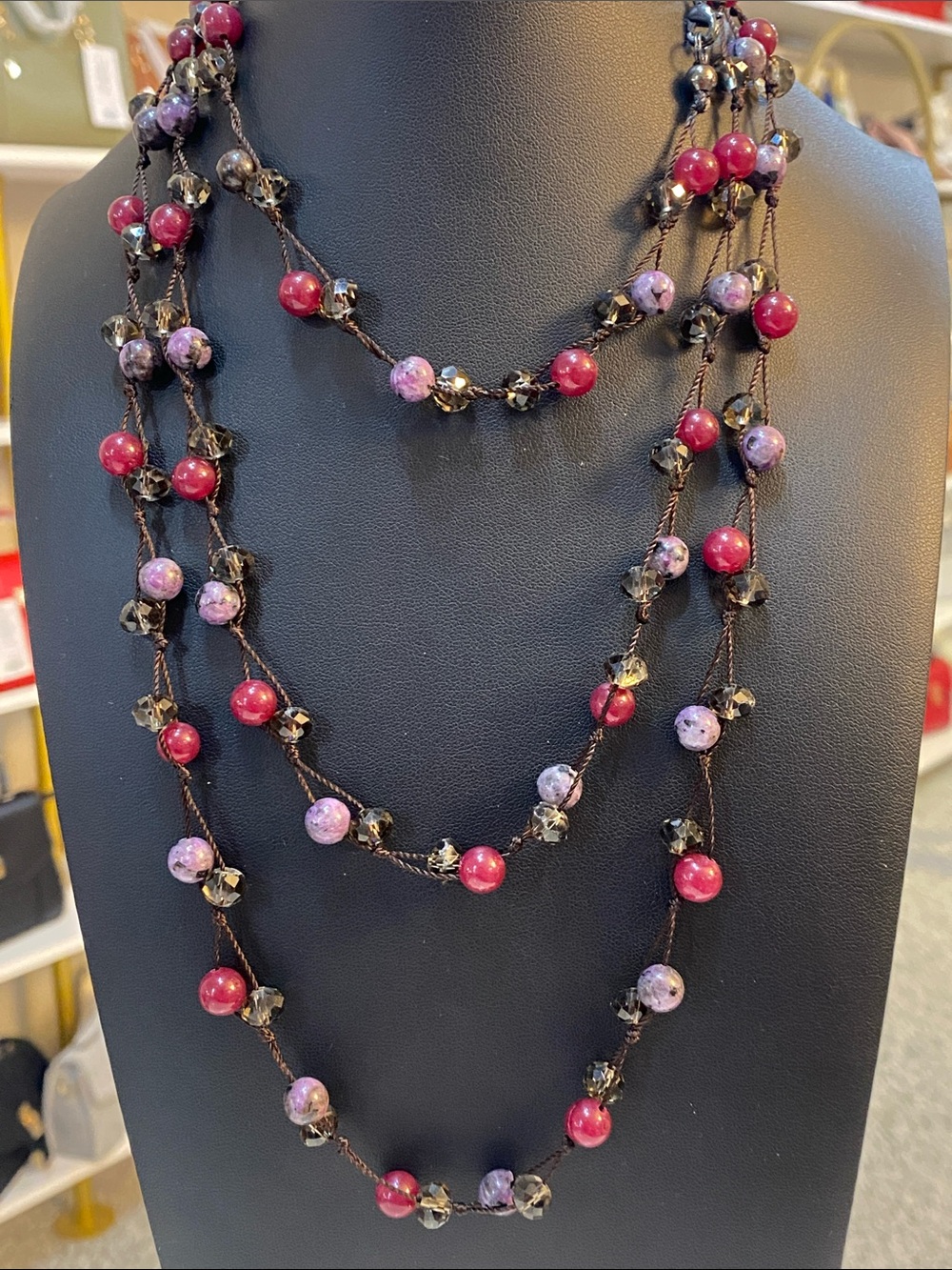 Glass very long necklace